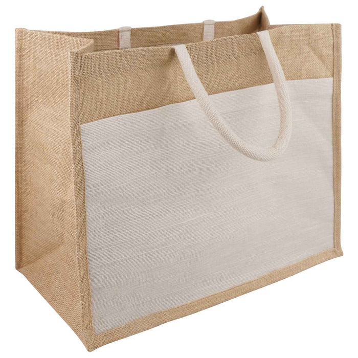 Purse din iută cu buzunar 10 pcs Natural și Alb 42 x 33 x 19 cm WALTI