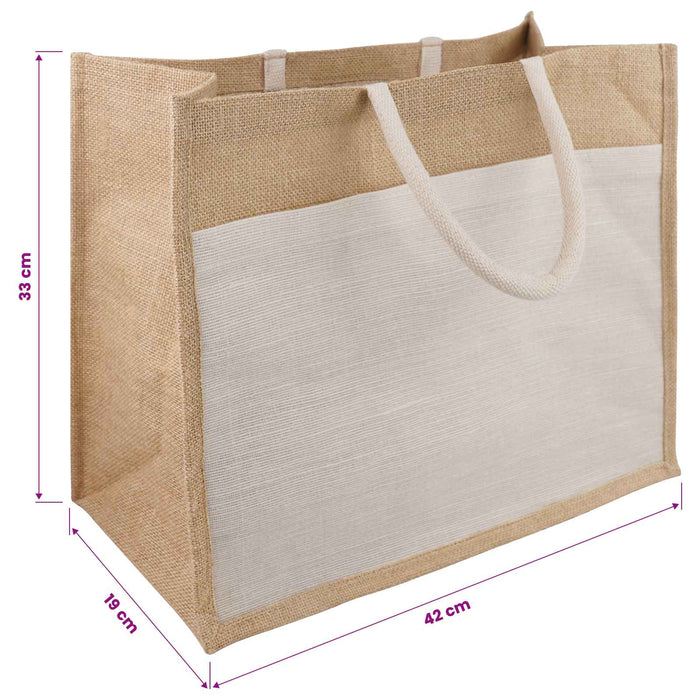 Purse din iută cu buzunar 10 pcs Natural și Alb 42 x 33 x 19 cm WALTI