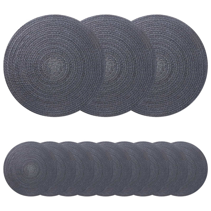 Placemeti din iută 12 pcs Gri închis Ø 30 cm 100% iută Tossa WALTI