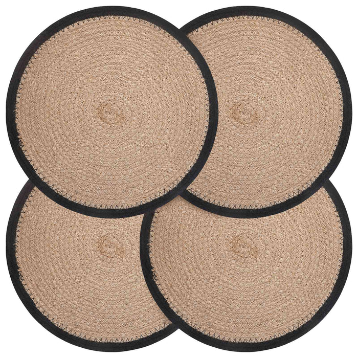 Placemeti din iută 4 pcs Natural și Negru Ø 30 cm WALTI