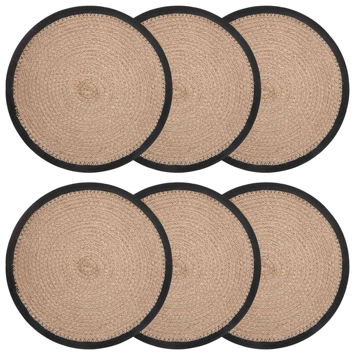 Placemeti din iută 6 pcs Natural și Negru Ø 30 cm WALTI