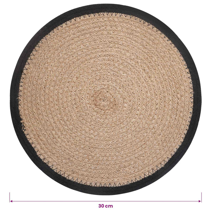 Placemeti din iută 6 pcs Natural și Negru Ø 30 cm WALTI