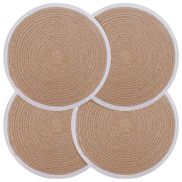 Placemeti din iută 4 pcs Natural și Alb Ø 30 cm 100% Iută Tossa WALTI