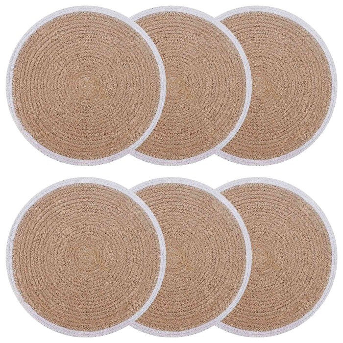 Placemeti din iută 6 pcs Natural și Alb Ø 30 cm 100% Iută Tossa WALTI