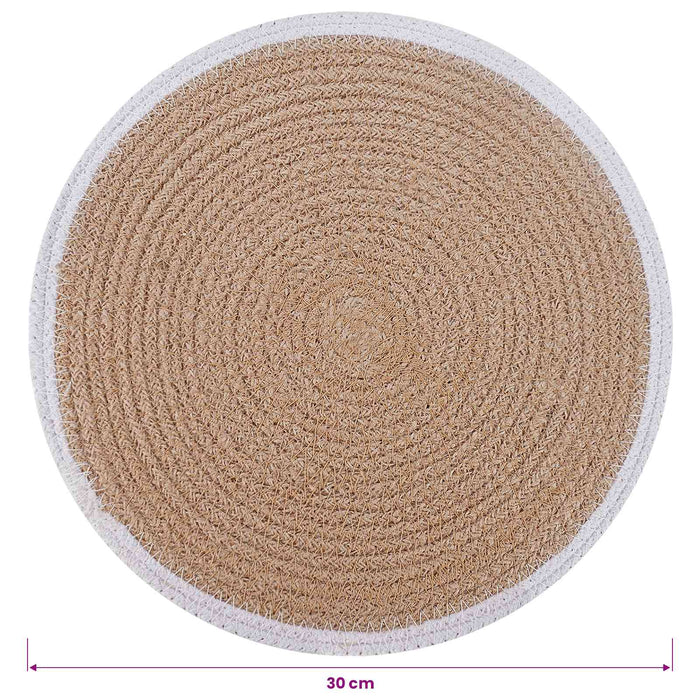 Placemeti din iută 6 pcs Natural și Alb Ø 30 cm 100% Iută Tossa WALTI