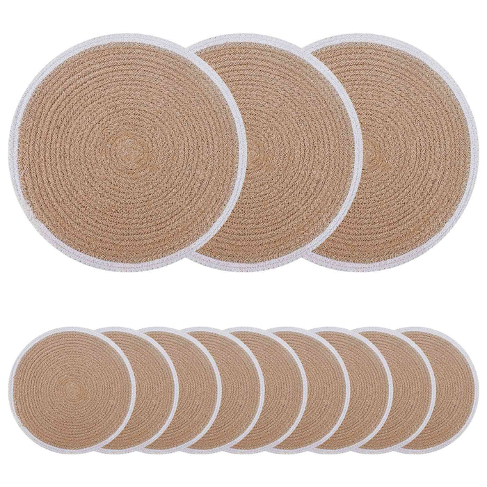 Placemeti din iută 12 pcs Natural și Alb Ø 30 cm WALTI