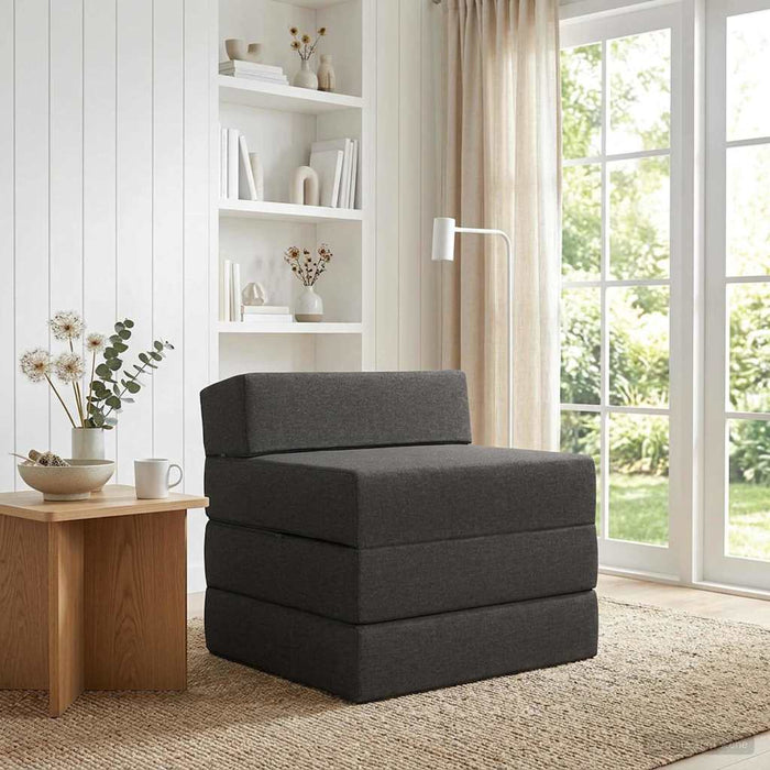Canapea Pat Pliabilă Gri închis 200 x 70 x 15 cm Țesătură - WALTI WALTI