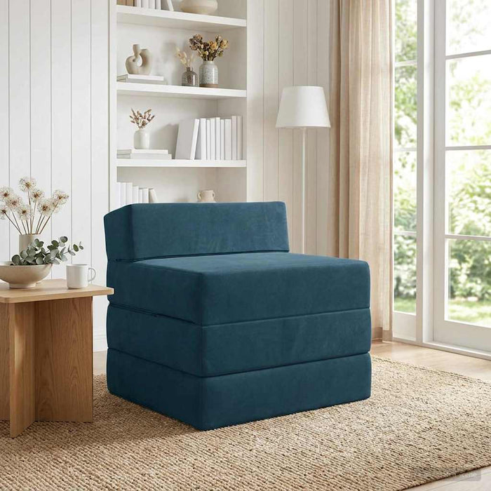 Canapea Pat Pliabilă albastru 200 x 70 x 15 cm Catifea - WALTI WALTI