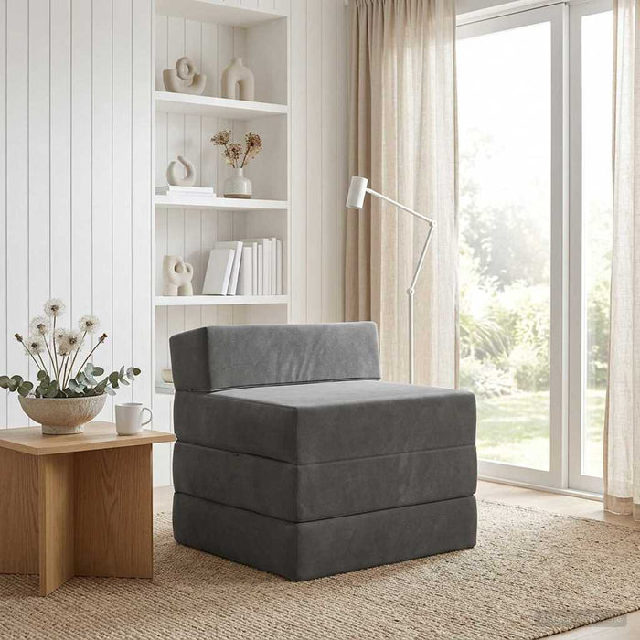 Canapea Pat Pliabilă Gri închis 200 x 70 x 15 cm Catifea - WALTI WALTI
