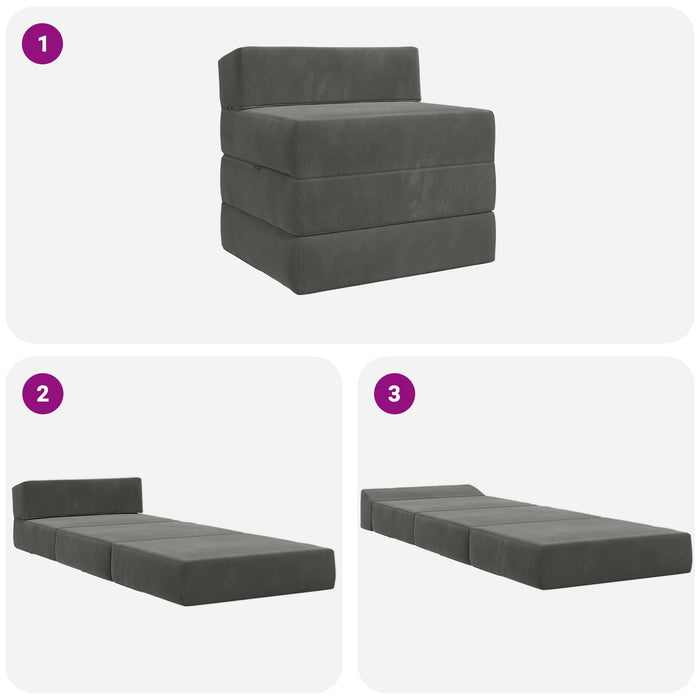 Canapea Pat Pliabilă Gri închis 200 x 70 x 15 cm Catifea - WALTI WALTI