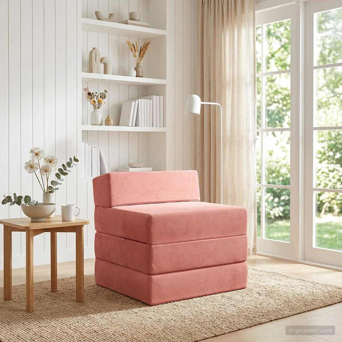 Canapea Pat Pliabilă Roz 200 x 70 x 15 cm Catifea - WALTI WALTI