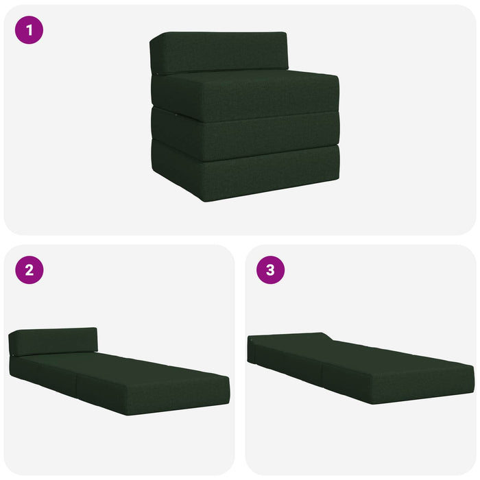 Canapea Pat Pliabilă Verde închis 200 x 70 x 10 cm Țesătură - WALTI WALTI