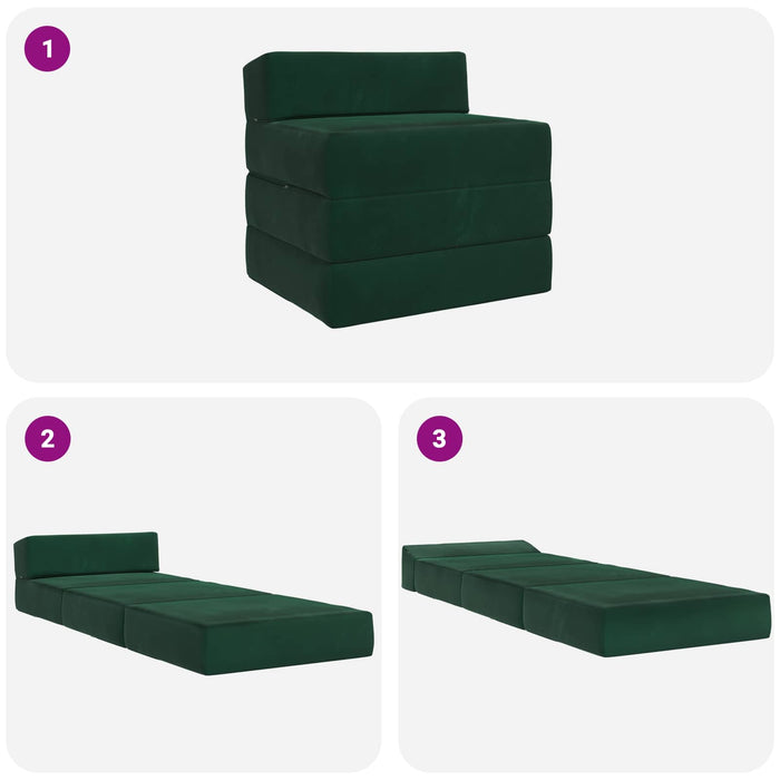 Canapea Pat Pliabilă Verde închis 200 x 70 x 10 cm Catifea - WALTI WALTI