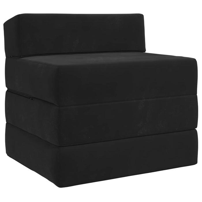 Canapea Pat Pliabilă Negru 200 x 70 x 10 cm Catifea - WALTI WALTI