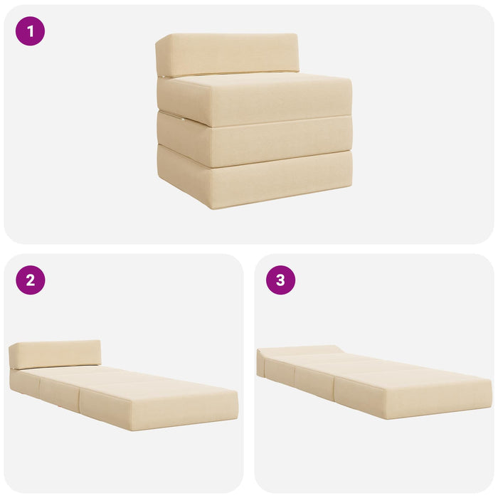 Canapea Pat Pliabilă Crem 200 x 70 x 10 cm - WALTI WALTI