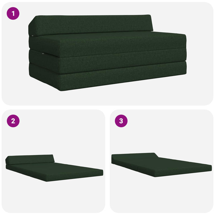 Canapea Pat Pliabilă Verde închis 120 x 60 x 49 cm Țesătură - WALTI WALTI