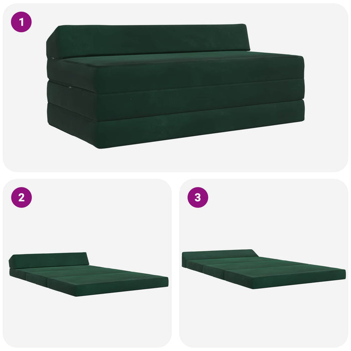 Canapea Pat Pliabilă Verde închis 120 x 60 x 49 cm Țesătură - WALTI WALTI