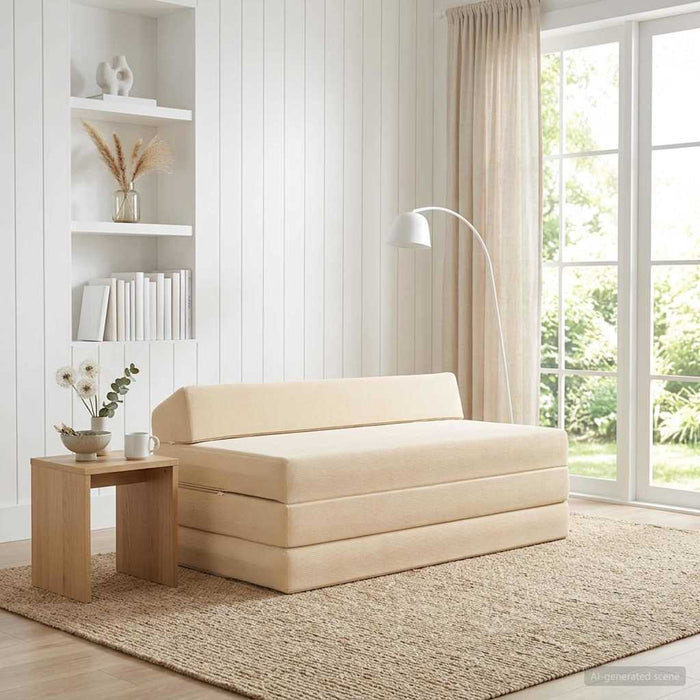 Canapea Pat Pliabilă Crem 120 x 60 x 49 cm Țesătură - WALTI WALTI