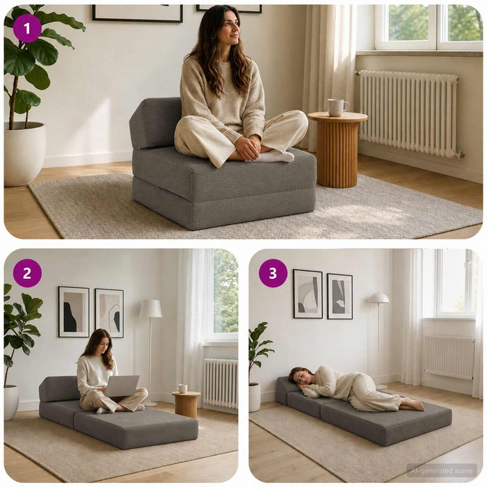 Canapea Pat Pliabilă Gri deschis 60 x 70 x 41 cm Corduroy - WALTI WALTI