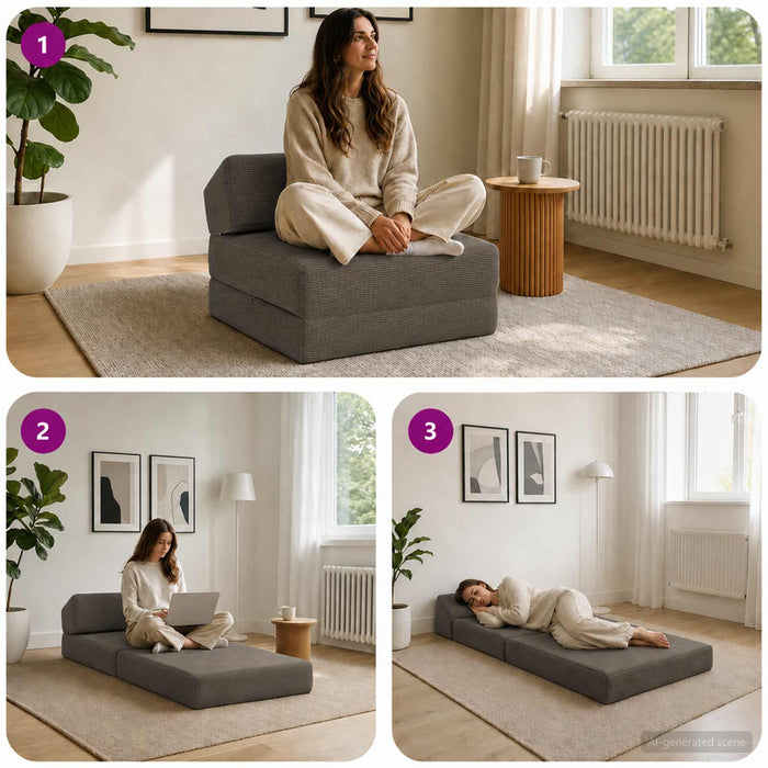 Canapea Pat Pliabilă Gri închis 60 x 70 x 41 cm Corduroy - WALTI WALTI