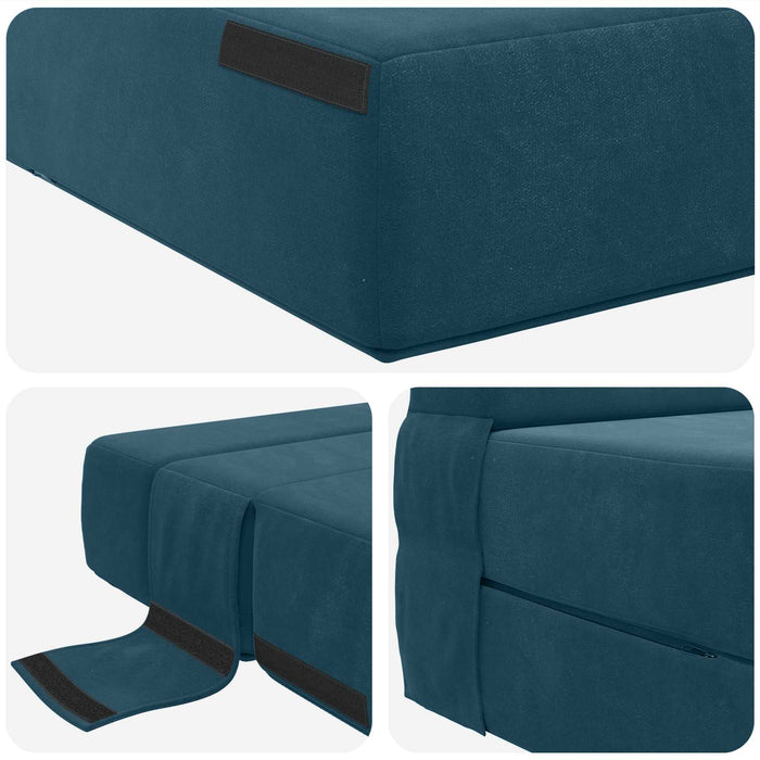 Canapea Pliantă cu Pat albastru 190 x 70 x 15 cm Catifea - WALTI WALTI