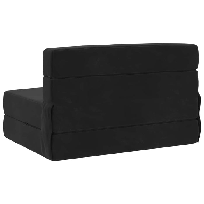 Canapea Pliantă cu Pat Negru 190 x 70 x 15 cm Catifea - WALTI WALTI