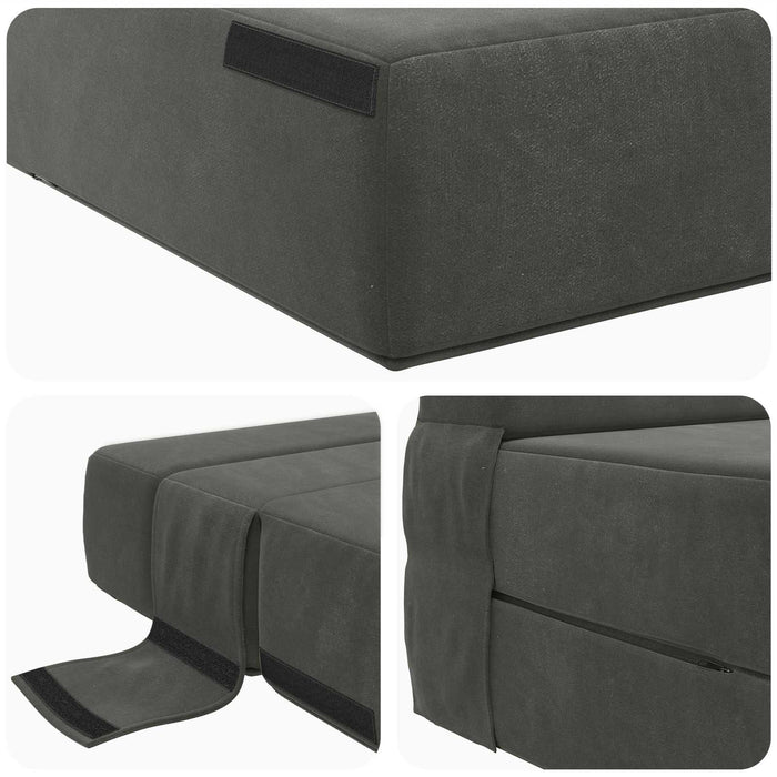 Canapea Pliantă cu Pat Gri închis 190 x 100 x 15 cm Catifea - WALTI WALTI