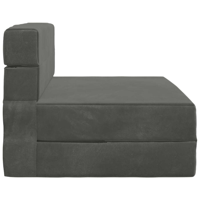 Canapea Pliantă cu Pat Gri închis 190 x 100 x 15 cm Catifea - WALTI WALTI