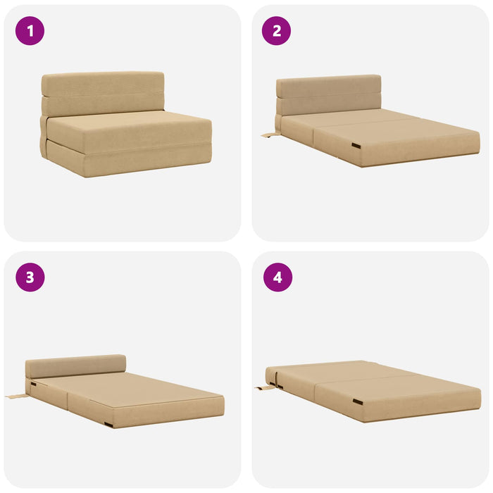Canapea Pliantă cu Pat Verde deschis gri 190 x 100 x 15 cm - WALTI WALTI
