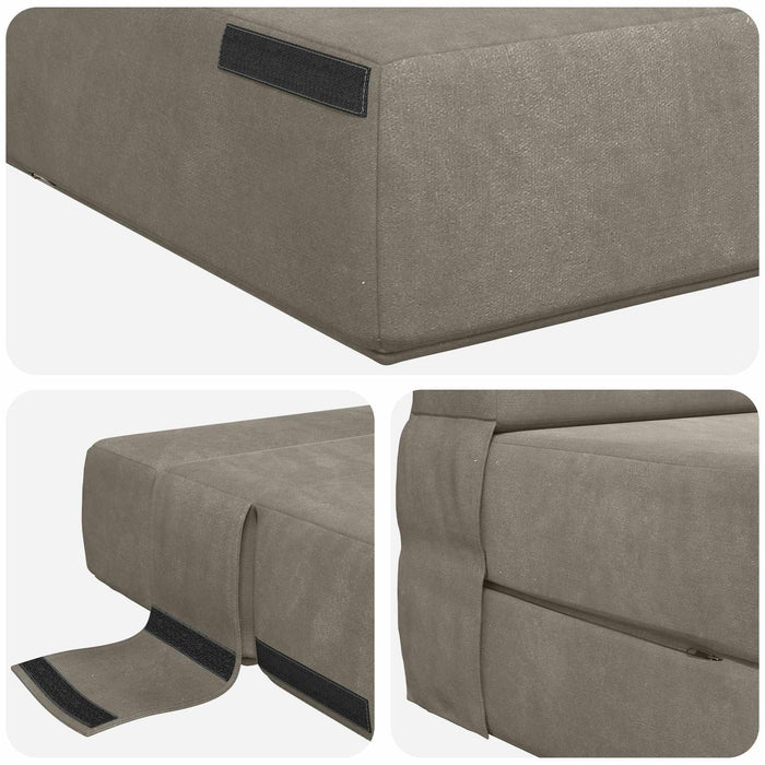 Canapea Pliantă cu Pat Gri deschis 203 x 152 x 15 cm Catifea - WALTI WALTI