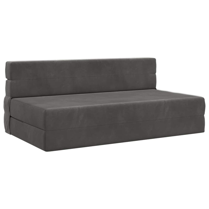 Canapea Pliantă cu Pat Gri închis 203 x 152 x 15 cm Catifea - WALTI WALTI