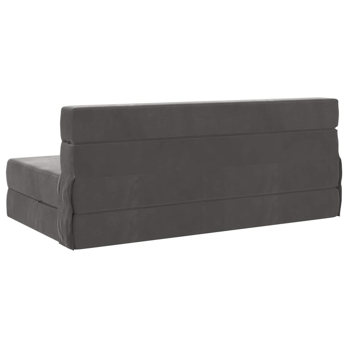 Canapea Pliantă cu Pat Gri închis 203 x 152 x 15 cm Catifea - WALTI WALTI
