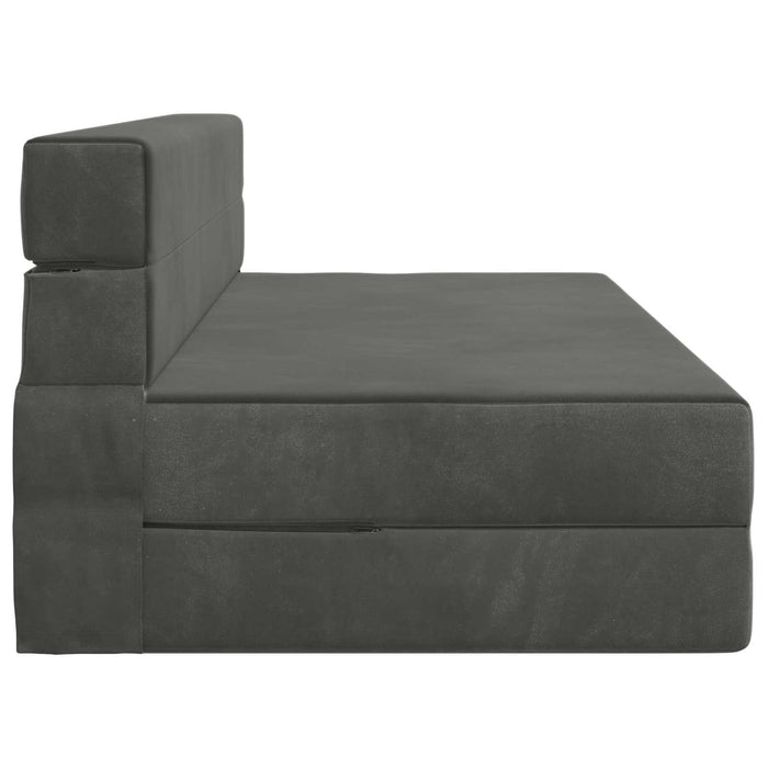 Canapea Pliantă cu Pat Gri închis 203 x 152 x 15 cm Catifea - WALTI WALTI
