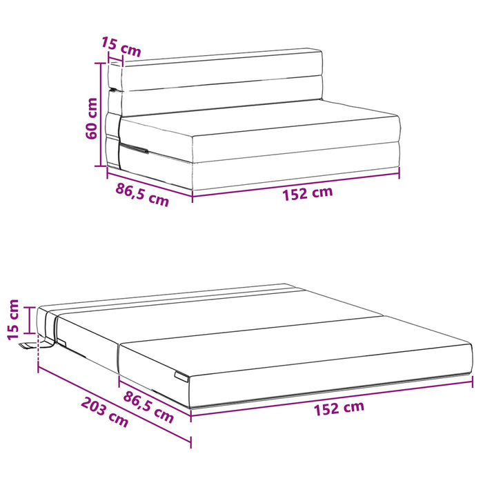Canapea Pliantă cu Pat Gri închis 203 x 152 x 15 cm Catifea - WALTI WALTI