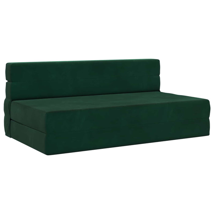 Canapea Pliantă cu Pat Verde închis 203 x 152 x 15 cm Catifea - WALTI WALTI