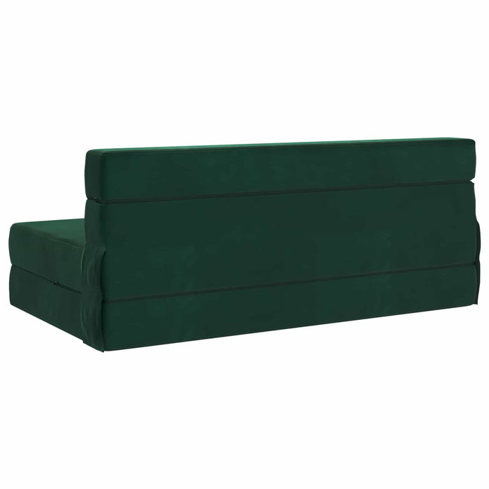 Canapea Pliantă cu Pat Verde închis 203 x 152 x 15 cm Catifea - WALTI WALTI
