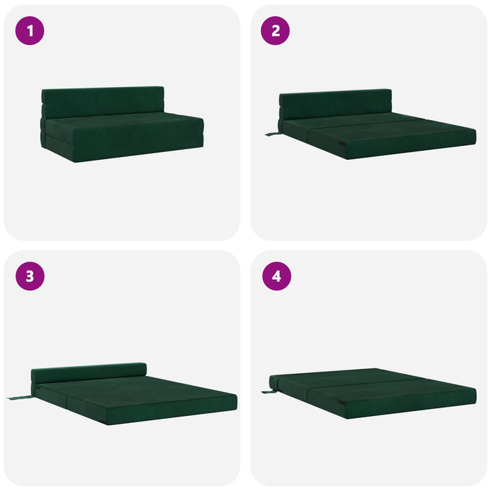 Canapea Pliantă cu Pat Verde închis 203 x 152 x 15 cm Catifea - WALTI WALTI