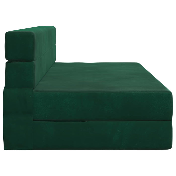 Canapea Pliantă cu Pat Verde închis 203 x 152 x 15 cm Catifea - WALTI WALTI