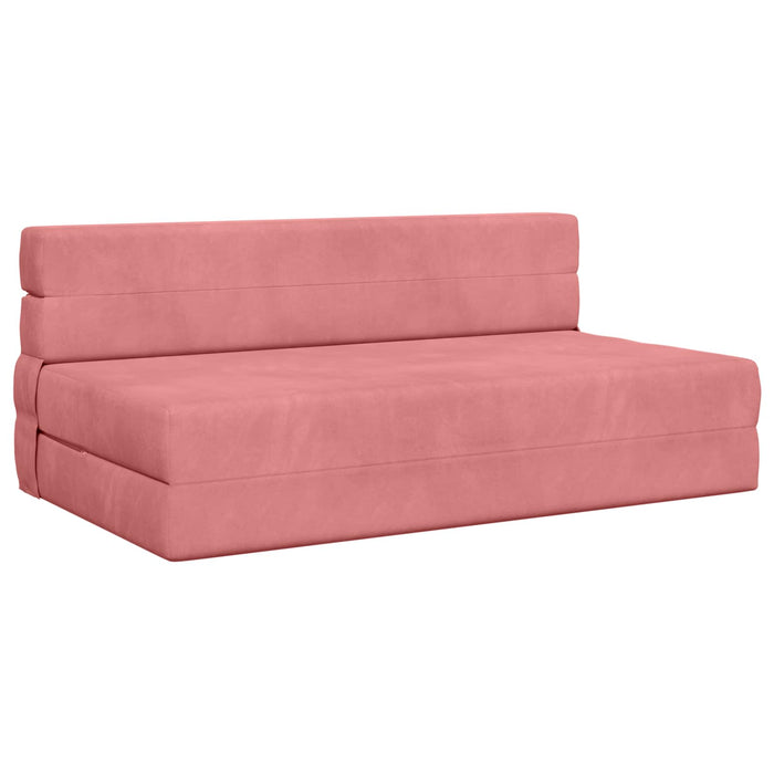 Canapea Pliantă cu Pat Roz 203 x 152 x 15 cm Catifea - WALTI WALTI