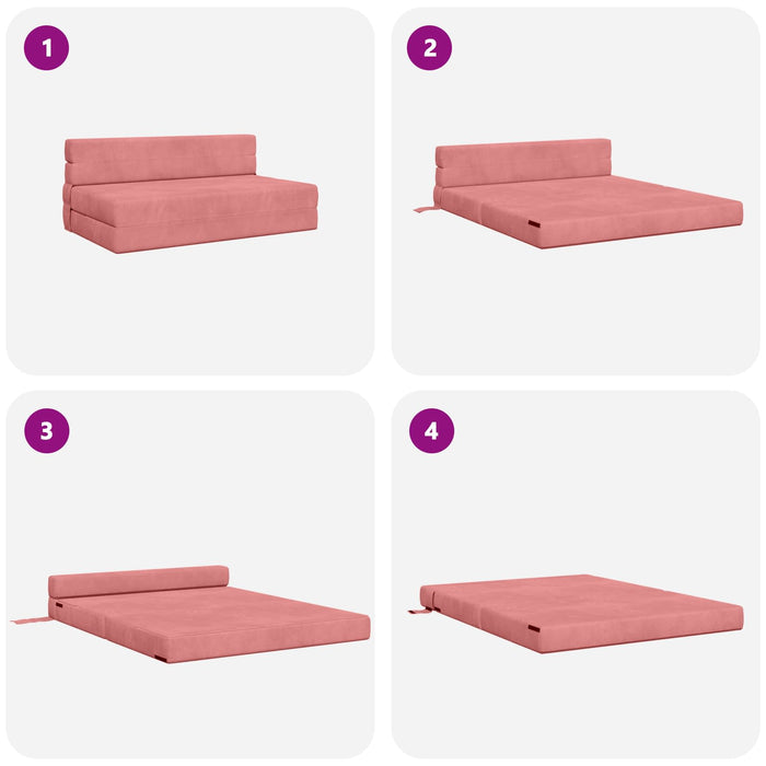 Canapea Pliantă cu Pat Roz 203 x 152 x 15 cm Catifea - WALTI WALTI