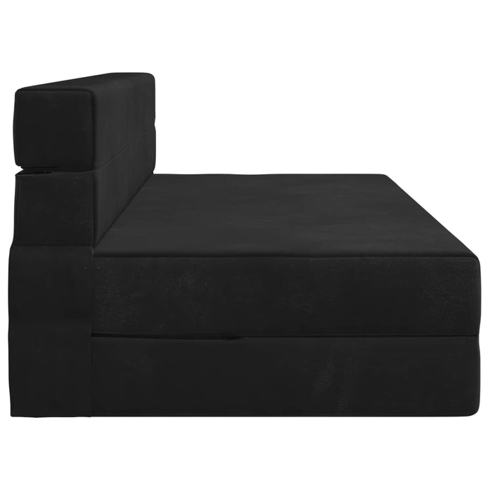 Canapea Pliantă cu Pat Negru 203 x 152 x 15 cm Catifea - WALTI WALTI