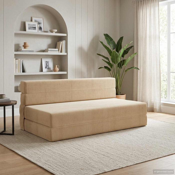 Canapea Pliantă cu Pat Verde deschis gri 203 x 152 x 15 cm - WALTI WALTI