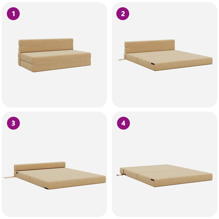 Canapea Pliantă cu Pat Verde deschis gri 203 x 152 x 15 cm - WALTI WALTI