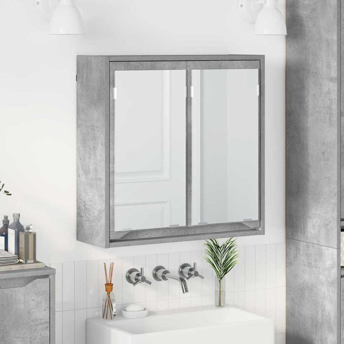 Dulap cu oglindă pentru baie Gri din beton 60 x 20 x 60 cm - WALTI WALTI