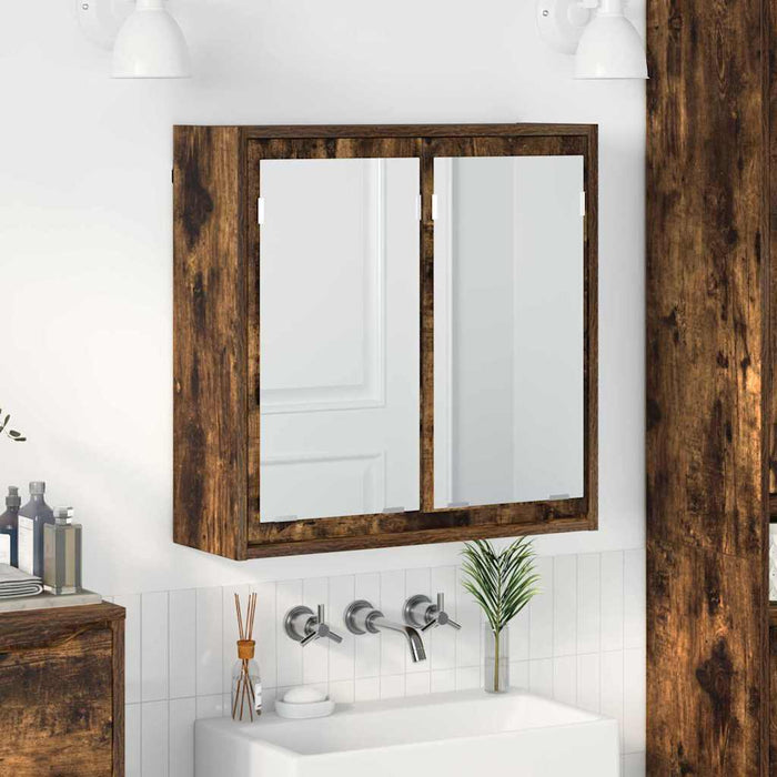 Dulap cu oglindă pentru baie Stejar fumuriu 60 x 20 x 60 cm WALTI