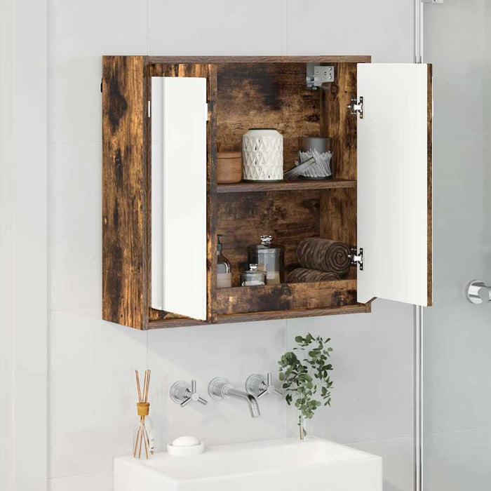 Dulap cu oglindă pentru baie Stejar fumuriu 60 x 20 x 60 cm WALTI