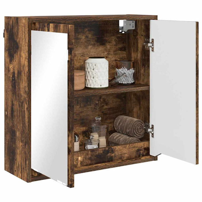 Dulap cu oglindă pentru baie Stejar fumuriu 60 x 20 x 60 cm WALTI