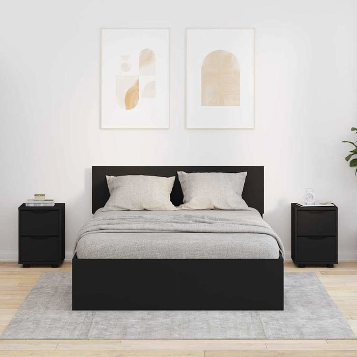Mese de noptieră 2 pcs Negru 30,5 x 30 x 43 cm Lemn compozit - WALTI WALTI