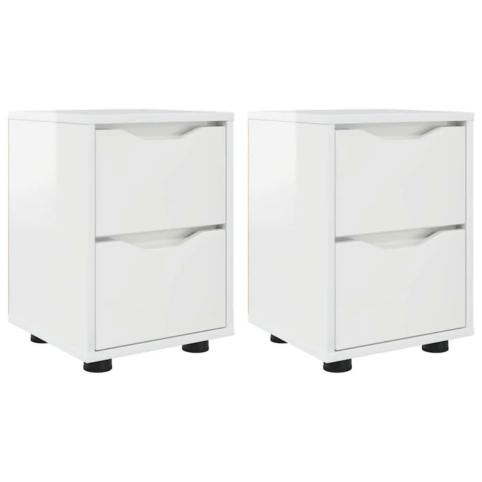 Mese de noptieră cu sertar 2 pcs Alb lucios 30,5 x 30 x 43 cm - WALTI WALTI