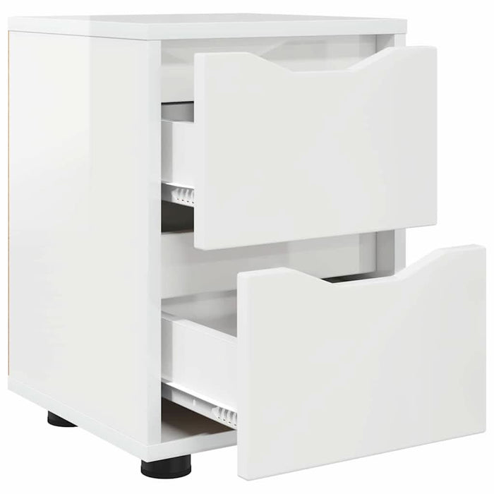 Mese de noptieră cu sertar 2 pcs Alb lucios 30,5 x 30 x 43 cm - WALTI WALTI